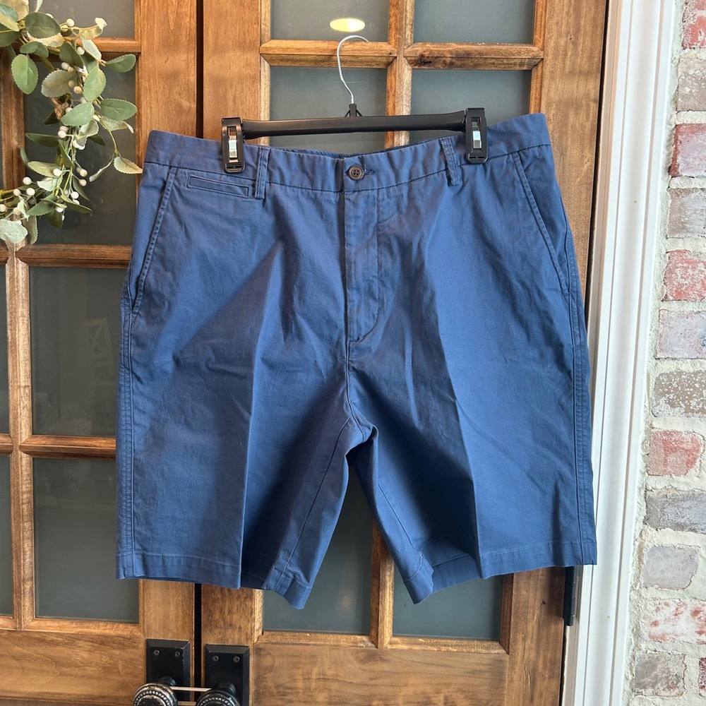 Lands End Mens Traditional Fit Navy Blue Chino Shorts Size 36 Cotton Gorpcore‎